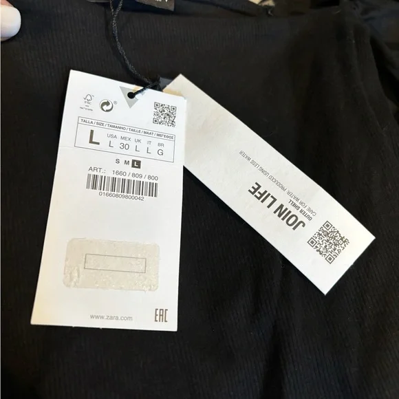 Women's Zara Black Cropped Top -  Size Large NWT - Picture 2 of 7